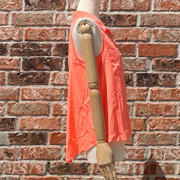 American Eagle Outfitters 🦅 orange sleeveless collared button down top / M /EUC - Picture 8 of 17